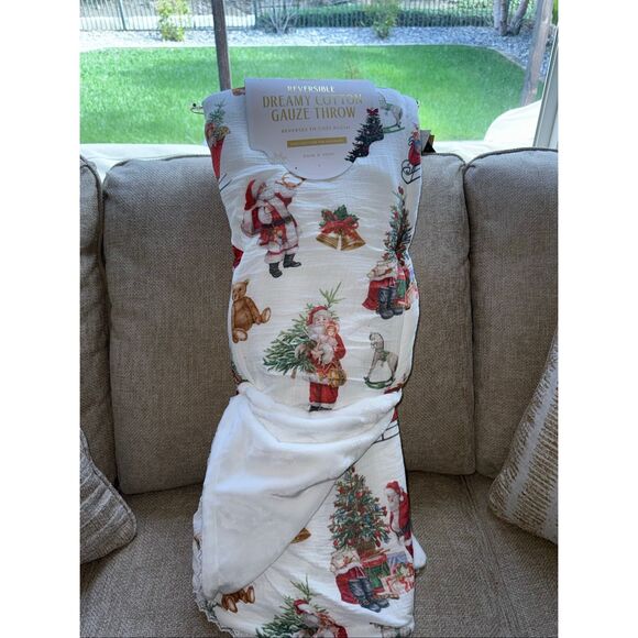 NWT Envogue Santa Christmas Reversible Dreamy Cotton Gauze Throw Blanket 50 x 70 - Picture 16 of 16